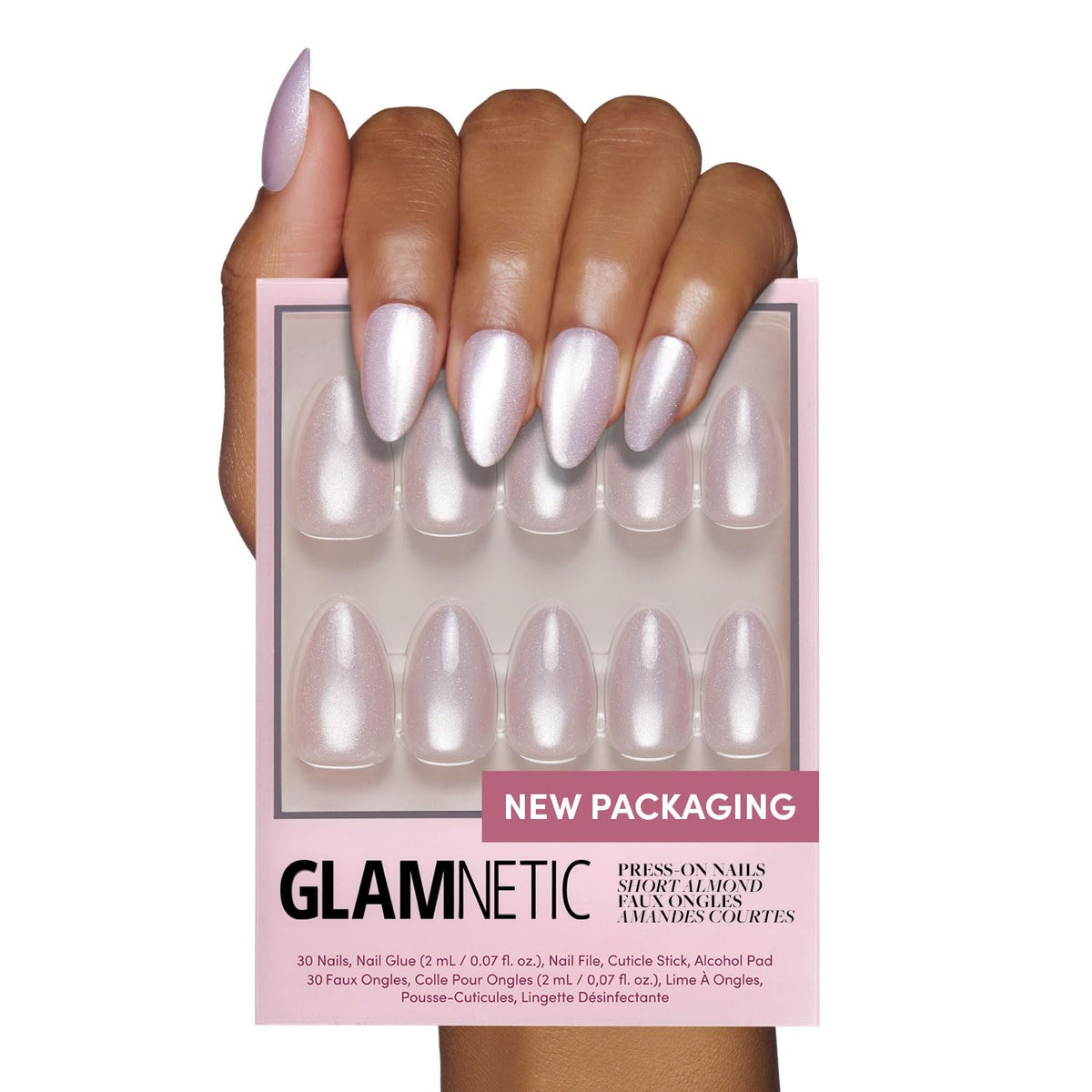 Glamnetic Press On Nails - Goal Digger | Glossy, Semi-Transparent, Short Round Nails, Reusable | 12 Sizes - 30 Nail Kit with Glue 7DAY'S