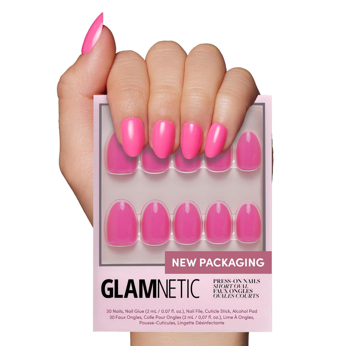 Glamnetic Press On Nails - Goal Digger | Glossy, Semi-Transparent, Short Round Nails, Reusable | 12 Sizes - 30 Nail Kit with Glue 7DAY'S