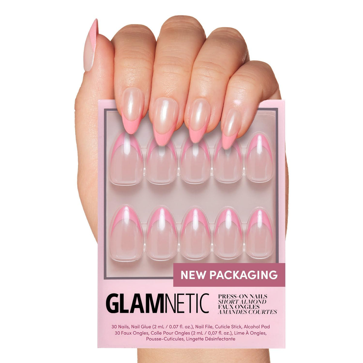 Glamnetic Press On Nails - Goal Digger | Glossy, Semi-Transparent, Short Round Nails, Reusable | 12 Sizes - 30 Nail Kit with Glue 7DAY'S