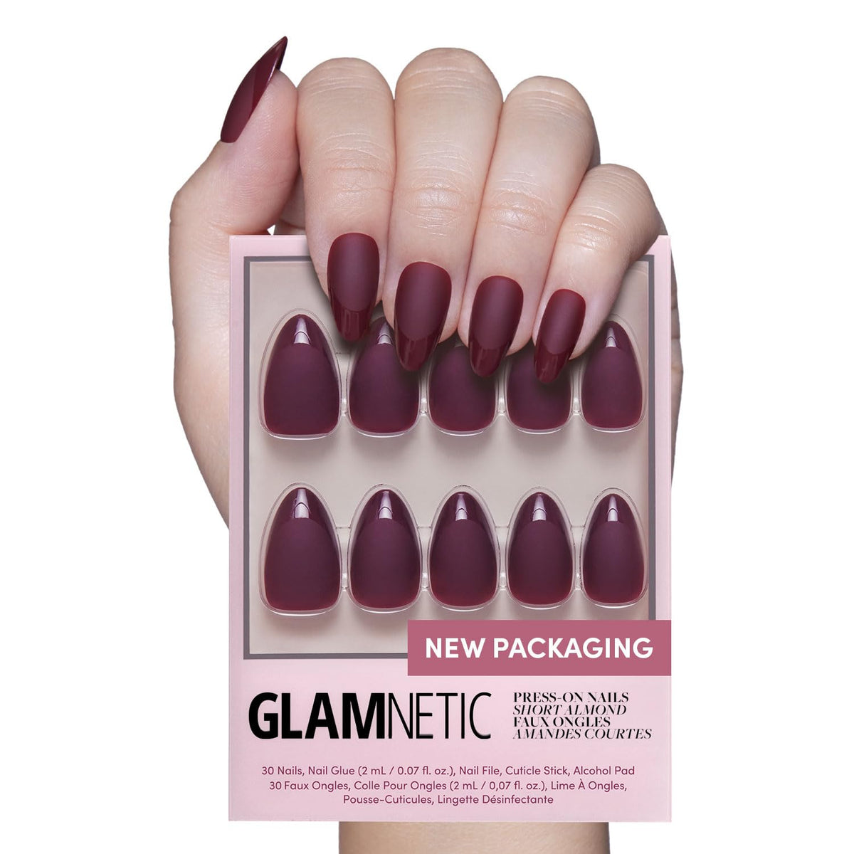 Glamnetic Press On Nails - Goal Digger | Glossy, Semi-Transparent, Short Round Nails, Reusable | 12 Sizes - 30 Nail Kit with Glue 7DAY'S
