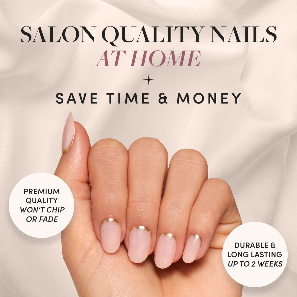 Glamnetic Press On Nails - Goal Digger | Glossy, Semi-Transparent, Short Round Nails, Reusable | 12 Sizes - 30 Nail Kit with Glue 7DAY'S