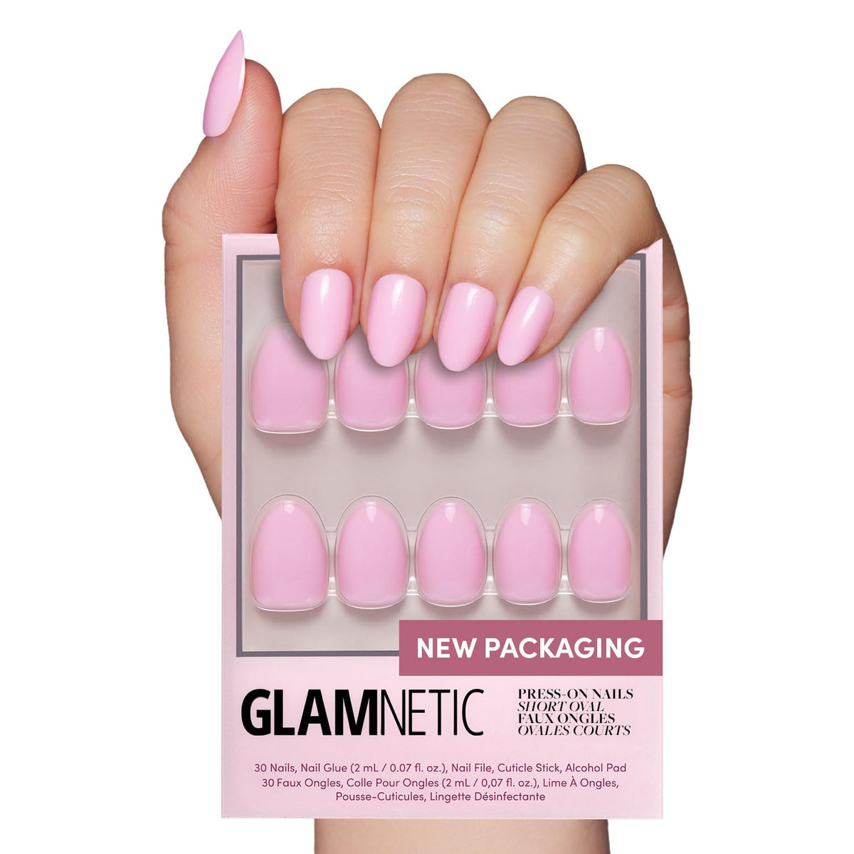 Glamnetic Press On Nails - Goal Digger | Glossy, Semi-Transparent, Short Round Nails, Reusable | 12 Sizes - 30 Nail Kit with Glue 7DAY'S
