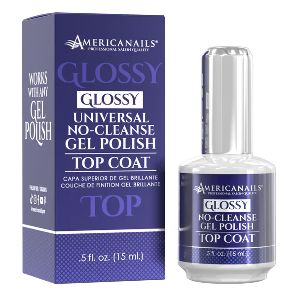 AmericaNails - No-Cleanse Gel Polish Top Coat | Glossy .5oz Queen Nails & Beauty Supplies