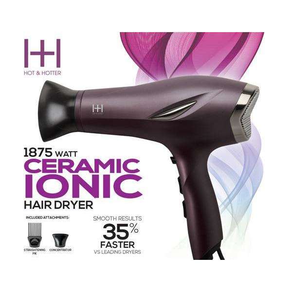 Hot & Hotter 1875 Watt Ceramic Ionic Hair Dryer, 1 Count, Purple Annie International, Inc.