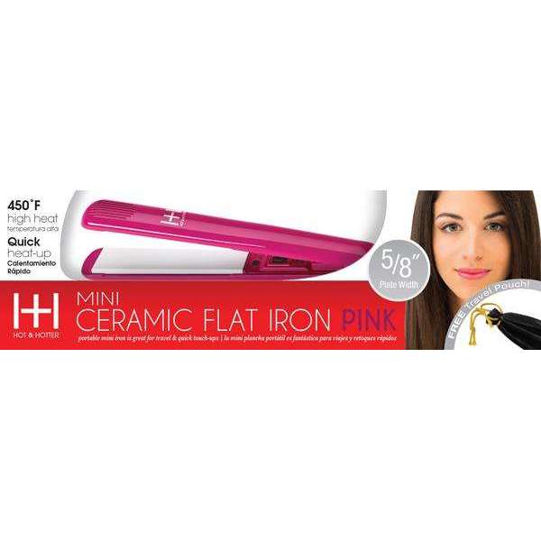 Hot & Hotter Pink Ceramic Flat Iron Mini 5/8in, 1 Count Travel Hair Straightener, Pink Annie International, Inc.