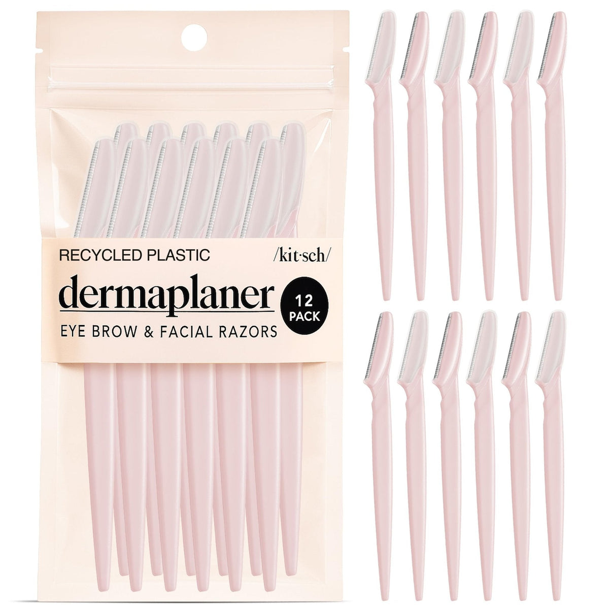 Kitsch Dermaplane Razor for Women Face - Face Razors for Women and Men - Eyebrow Trimmer, Shaver, Recycled Plastic Dermaplaning and Skin Care Tool - Terracotta, 12 pcs 7DAY'S