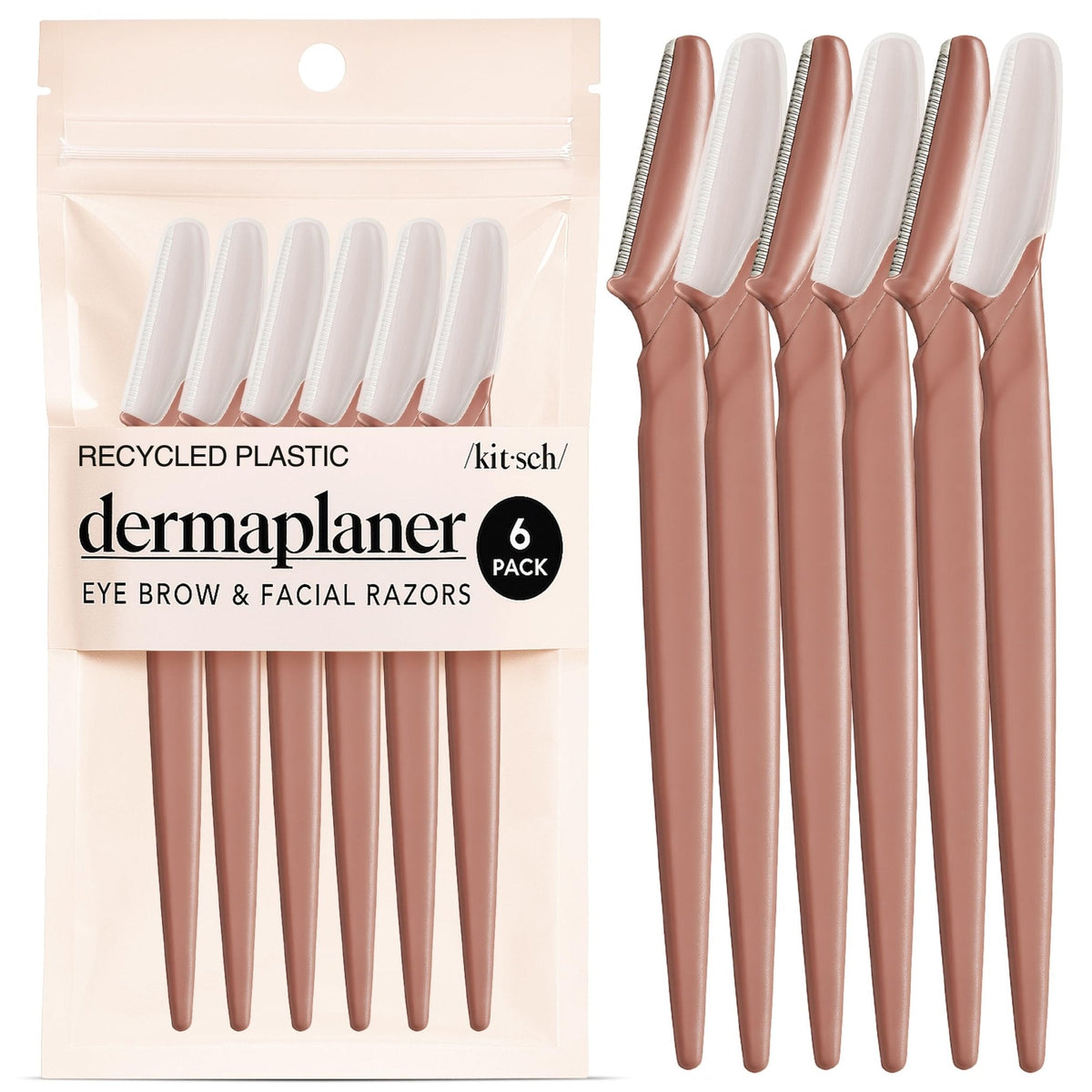 Kitsch Dermaplane Razor for Women Face - Face Razors for Women and Men - Eyebrow Trimmer, Shaver, Recycled Plastic Dermaplaning and Skin Care Tool - Terracotta, 12 pcs 7DAY'S
