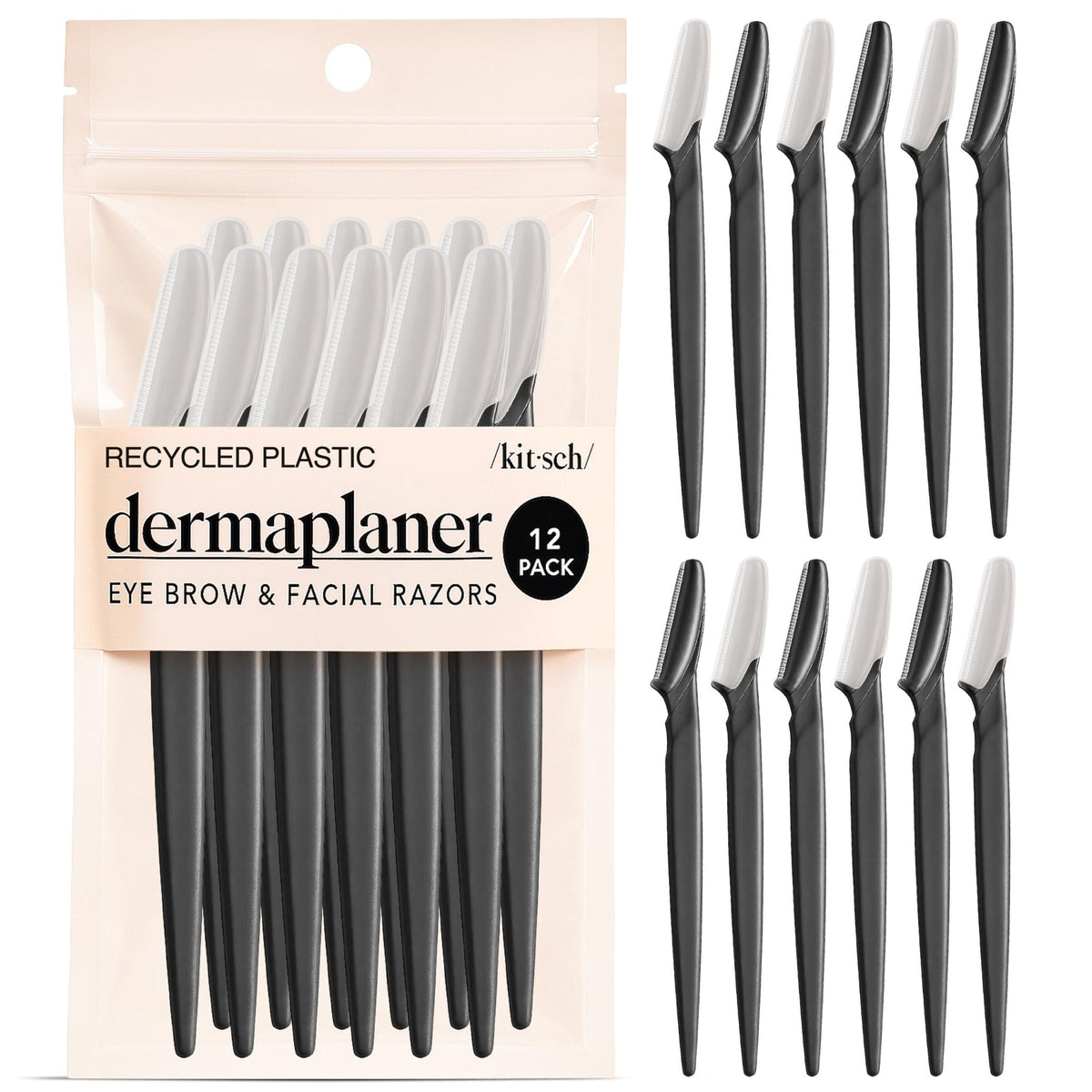 Kitsch Dermaplane Razor for Women Face - Face Razors for Women and Men - Eyebrow Trimmer, Shaver, Recycled Plastic Dermaplaning and Skin Care Tool - Terracotta, 12 pcs 7DAY'S