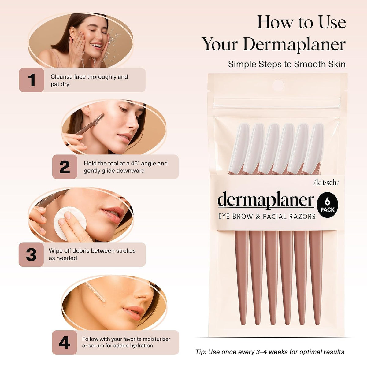 Kitsch Dermaplane Razor for Women Face - Face Razors for Women and Men - Eyebrow Trimmer, Shaver, Recycled Plastic Dermaplaning and Skin Care Tool - Terracotta, 12 pcs 7DAY'S