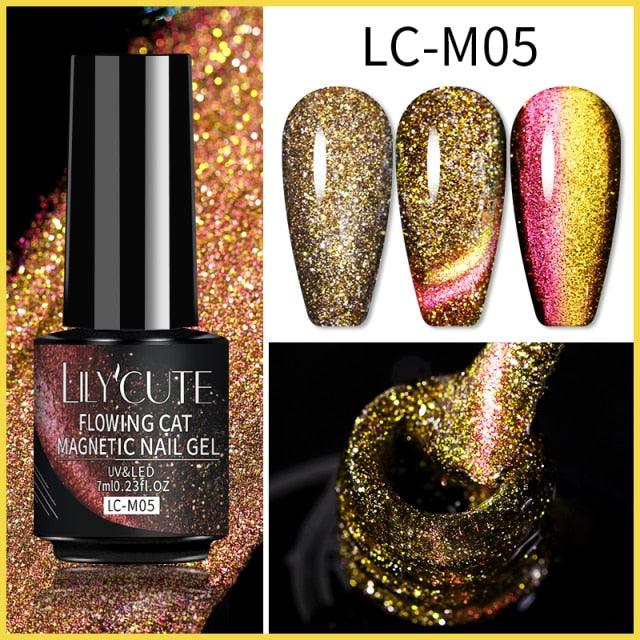 Magnetic 9D Cat Eye Gel Nail Polish Set UV LED Popular Chameleon Multi Color Salon Designs For Womens Stevvex