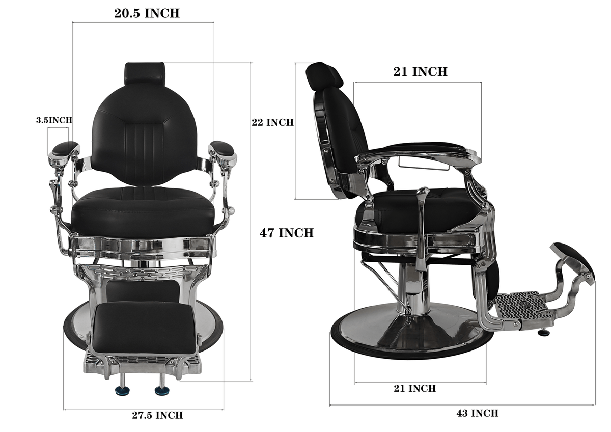 Modern Barber Chair, Stainless Steel, The Visionary 8829 MYS