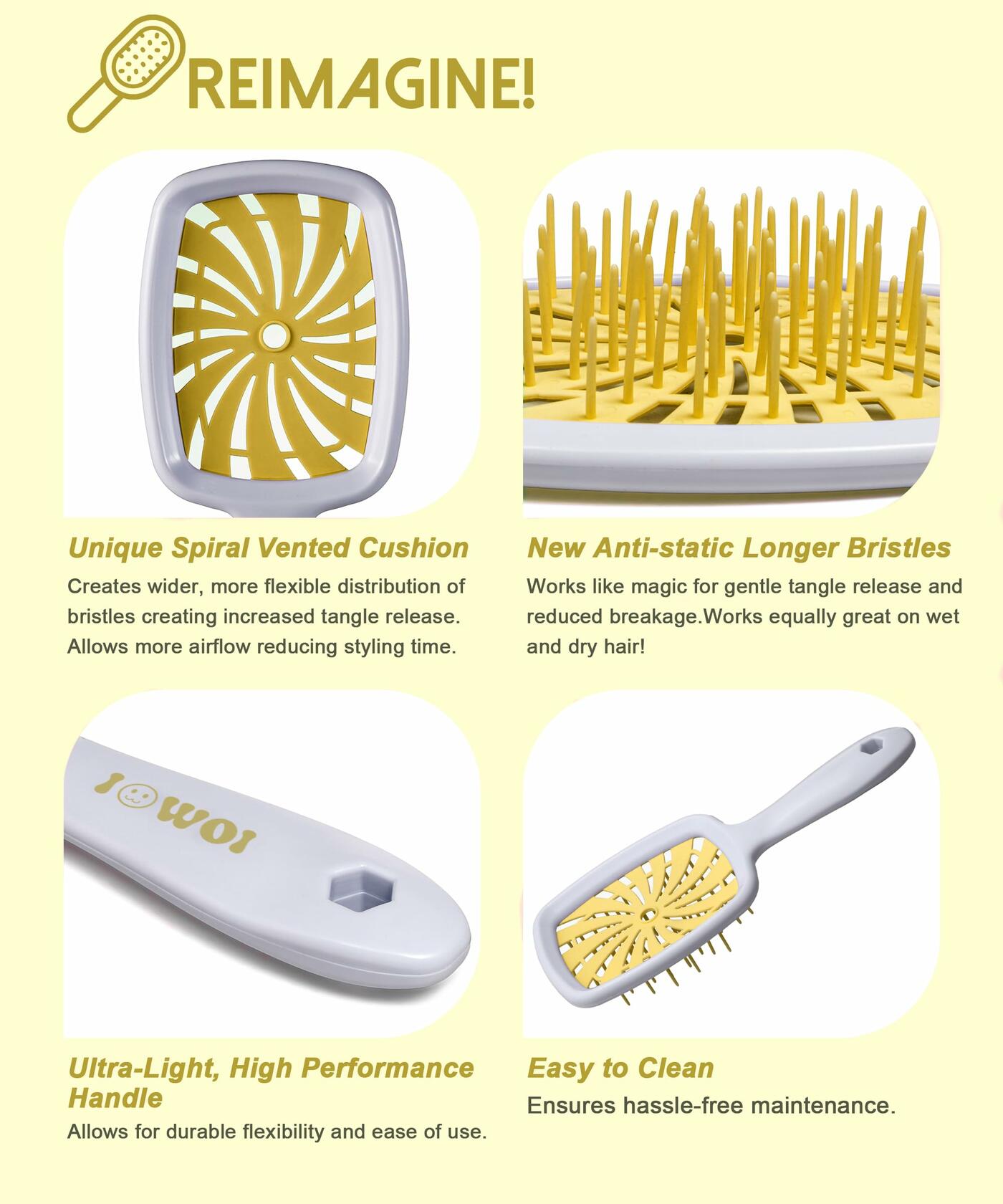 Detangler Brush Anti-Breakage Vented Bristle Mini Travel Lemon Hair Care Deal US