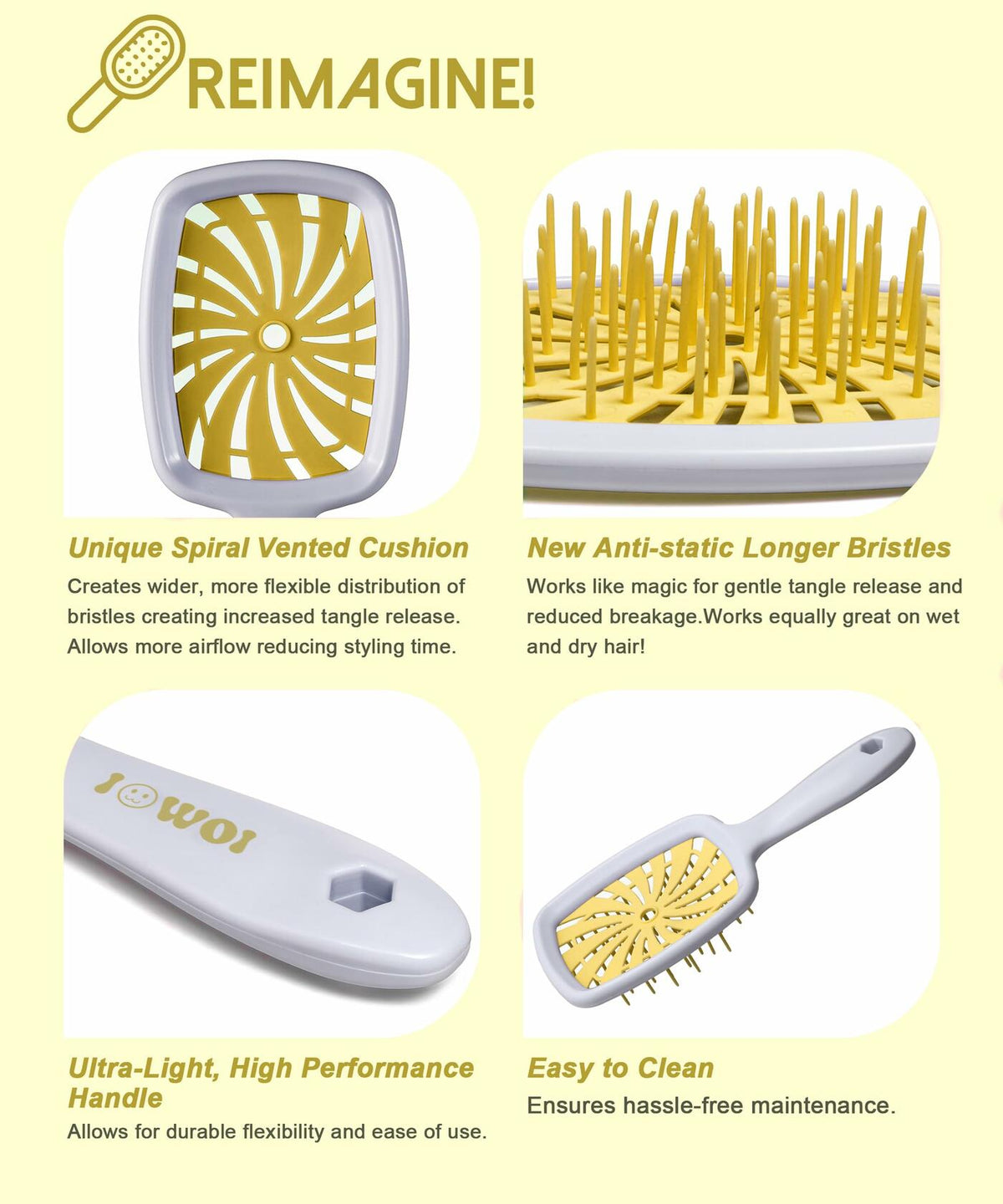 Detangler Brush Anti-Breakage Vented Bristle Mini Travel Lemon Hair Care Deal US