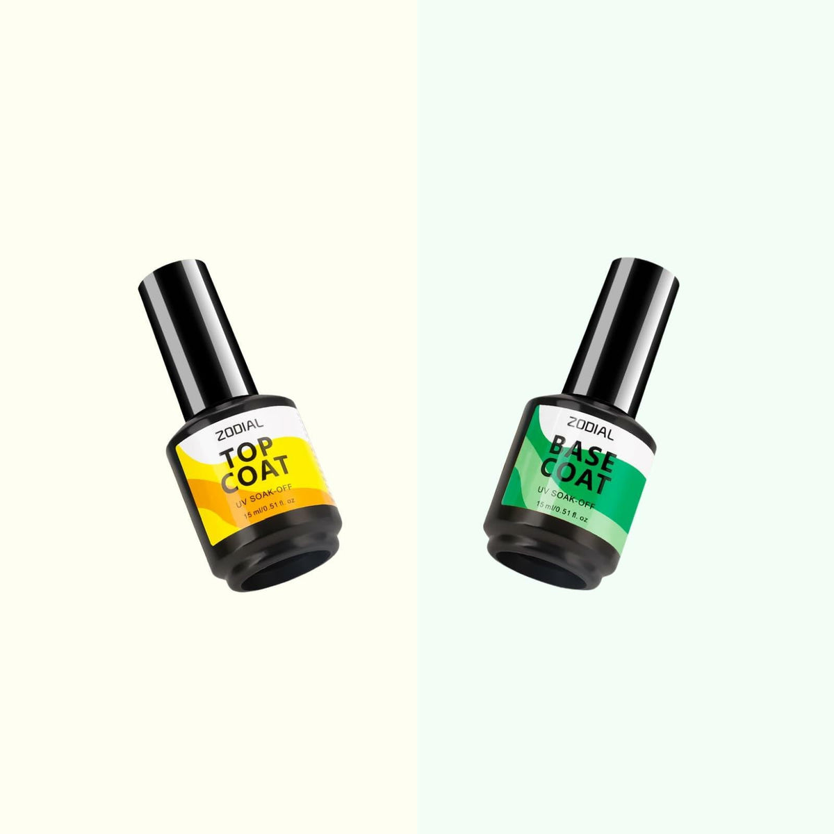 ZODIAL Gel Base & Top Coat Set 0.51oz No Wipe High Glossy Finish 2Pcs Deal US
