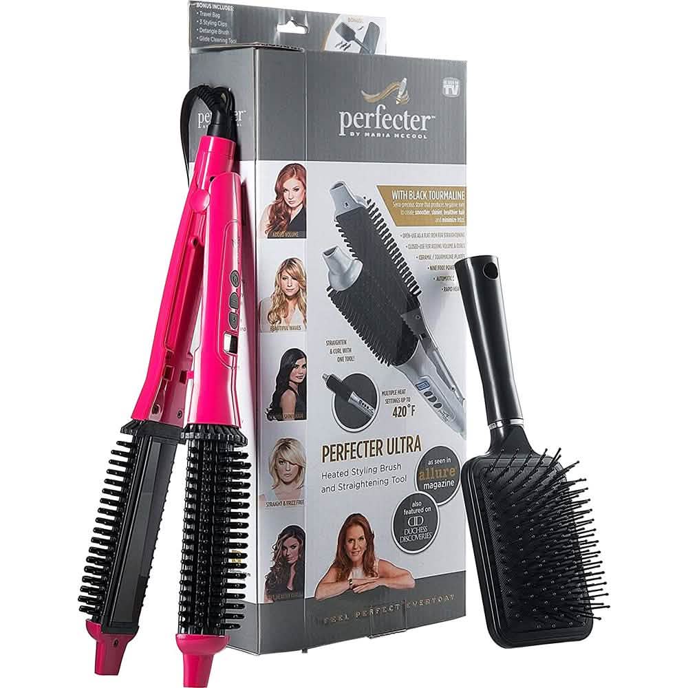 Perfecter Flat Iron Hair Straightener & Hot Round Brush 2-in-1 EasyOptionXY