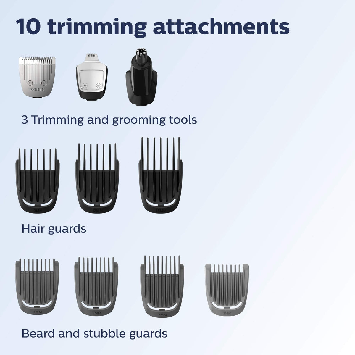 Philips Norelco Multigroom All-in-One Trimmer Series 3000 with 13 pieces - No Blade Oil Needed, MG3750/50 7DAY'S