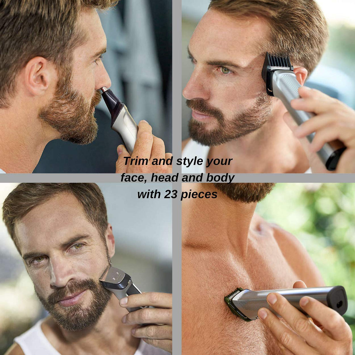 Philips Norelco Multigroom Men's Beard Grooming Kit with Trimmer for Head Body, Face -Stainless Steel with Travel Case 7DAY'S