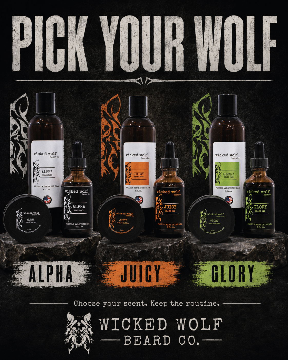 Wicked Wolf Pack | Complete Beard Care Kit (Wash, Oil & Butter) Wicked Wolf Beard Co.