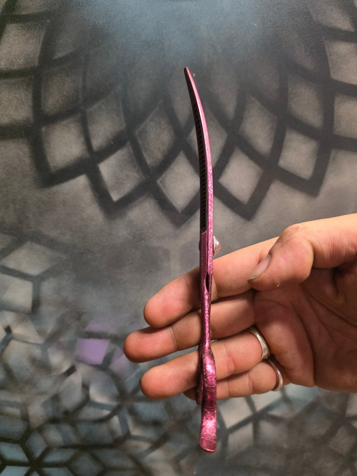 Reiki Shears - Pink Unicorn Reversed Curved Chunker Reiki Shears