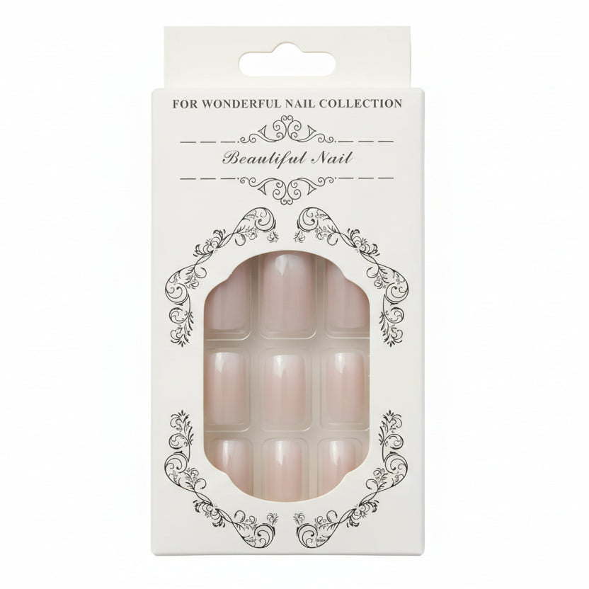 Salon-Style French Tip Press-On Nails - Square 015 VIAI BEAUTY