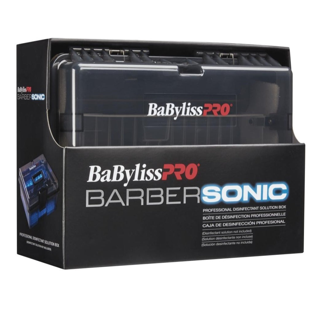 The BaBylissPRO Barber Sonic Disinfectant Box Island mobile supplies