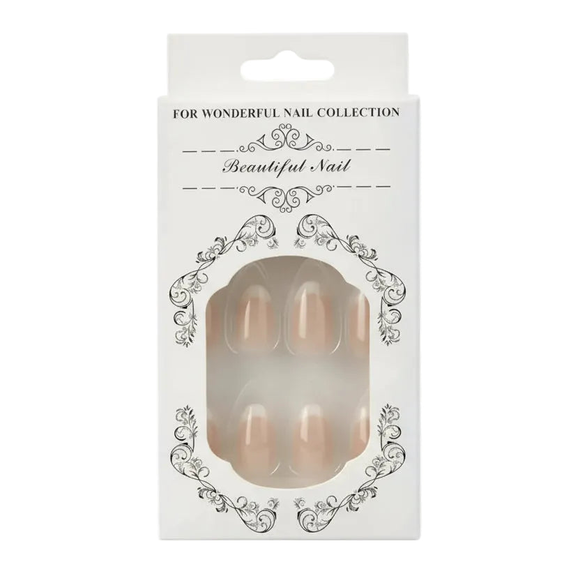 Salon-Style French Tip Press-On Nails - Oval 05 VIAI BEAUTY