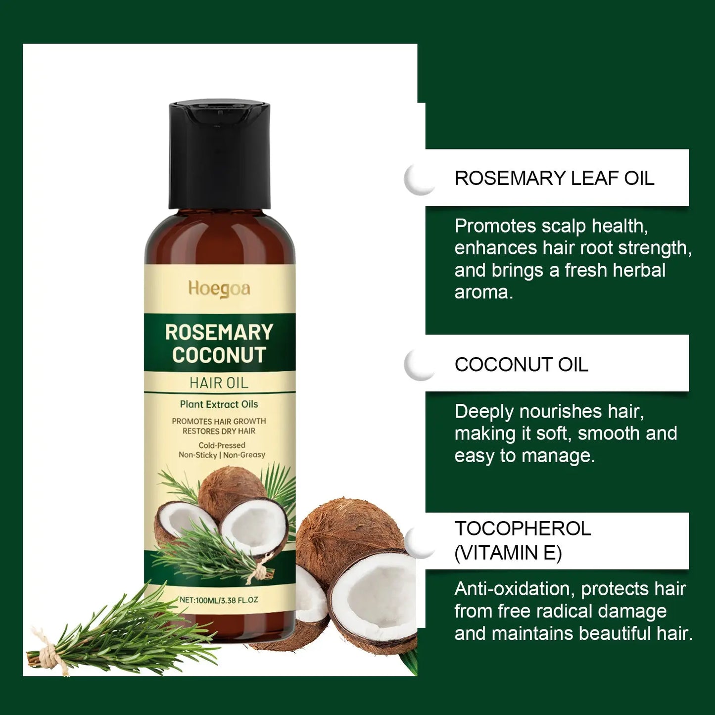 Rosemary Coconut Hair Oil for Growth and Dry Hair Care 100ml ARBA Global