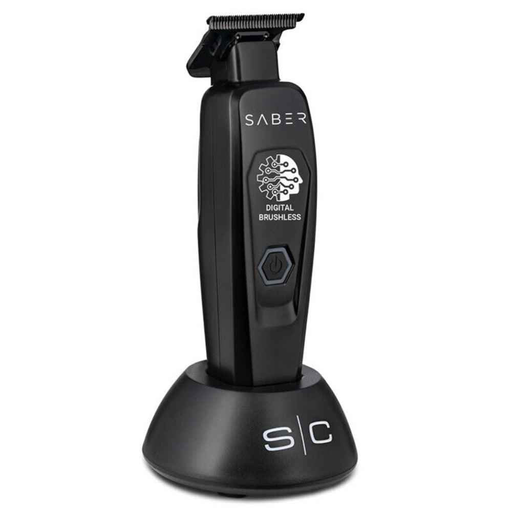 StyleCraft Saber Professional Full Metal Body Digital Brushless Motor Cordless Trimmer - Black SC403B Certified Clippers