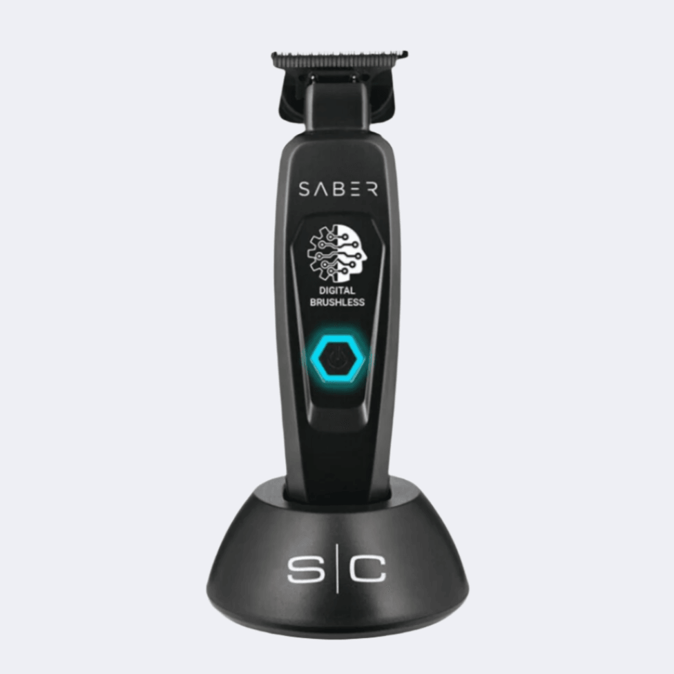 StyleCraft Saber Professional Full Metal Body Digital Brushless Motor Cordless Trimmer - Black SC403B Certified Clippers