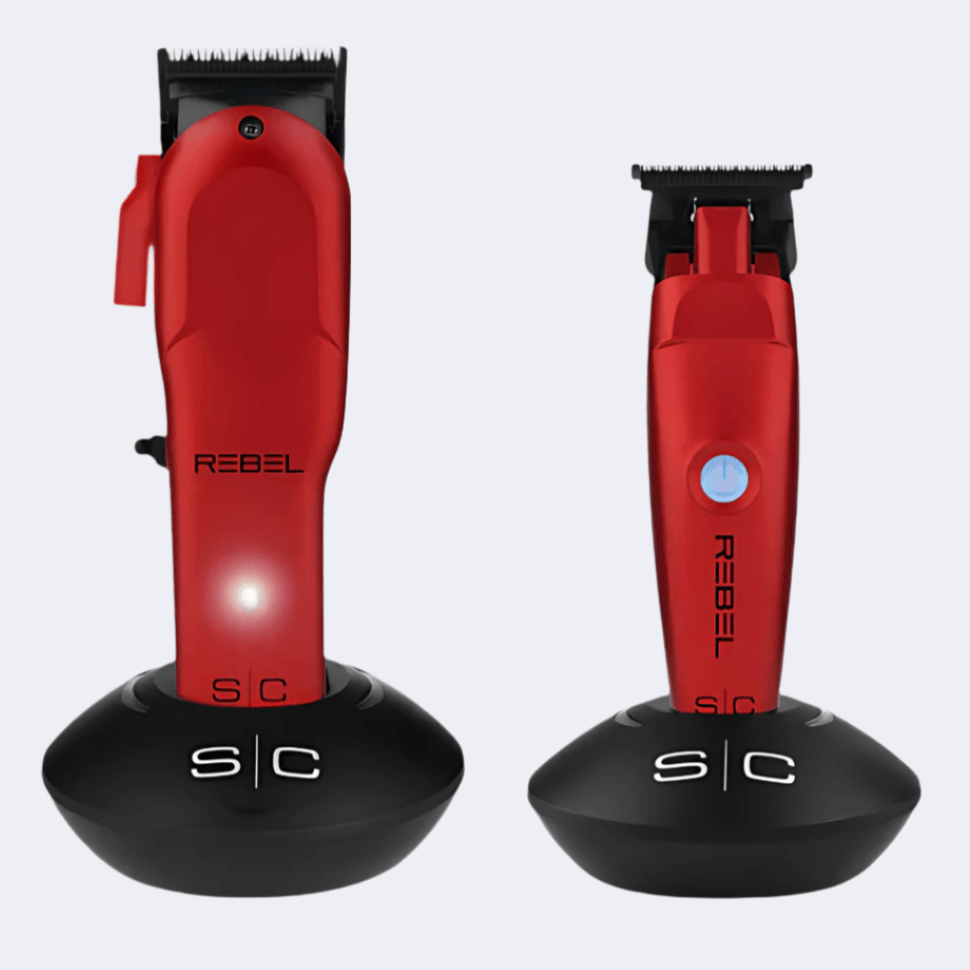 StyleCraft Super-Torque Modular Rebel Clipper & Trimmer Combo Set - Red (SC203) Certified Clippers