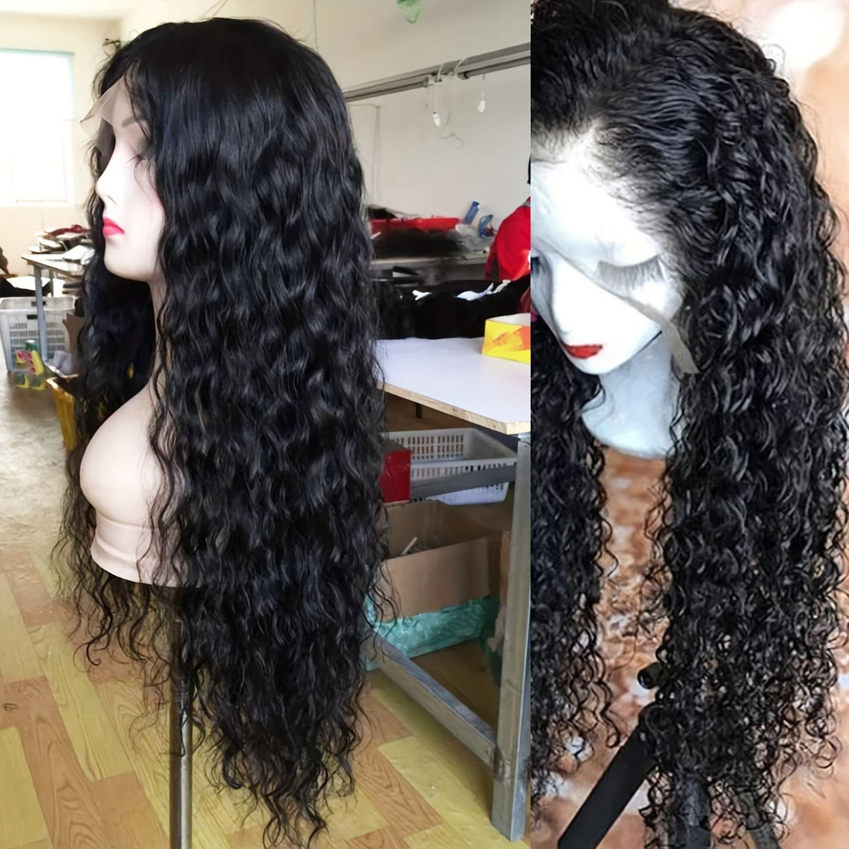 Synthetic Wig 13x3 Long Black Loose Curly Lace Front Wig Black Wig Loose Curly Transparent Lace Front For Women 7DAY'S