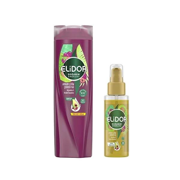 Elidor Avocado & Grape Seed Oil Hair Care Set - Nourishing Shampoo & Serum for Dry, Damaged Hair Beauty Care Bag