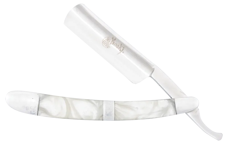 YANAKI PERMANENT BLADE STRAIGHT RAZOR - WHITE SHELL (#YK103)