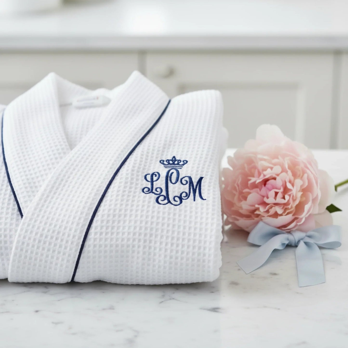Knee-Length Waffle Robe for Women Lotus Linen