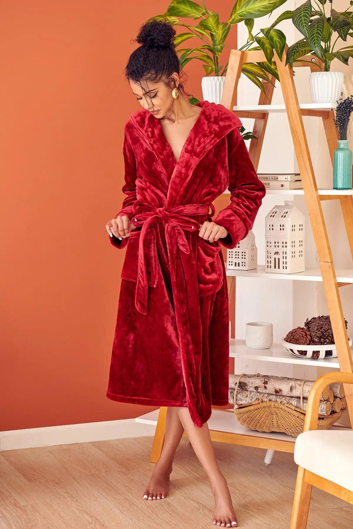 Women’s Plush Hooded Robe - Spa-Worthy Comfort at Home Lotus Linen