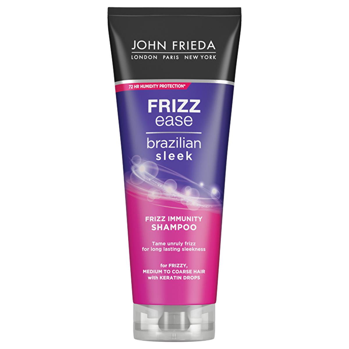 John Frieda Brazilian Sleek Smoothing Shampoo for Frizzy Hair - 8.45 fl oz - Frizz Control & Keratin Hair Care Beauty Care Bag