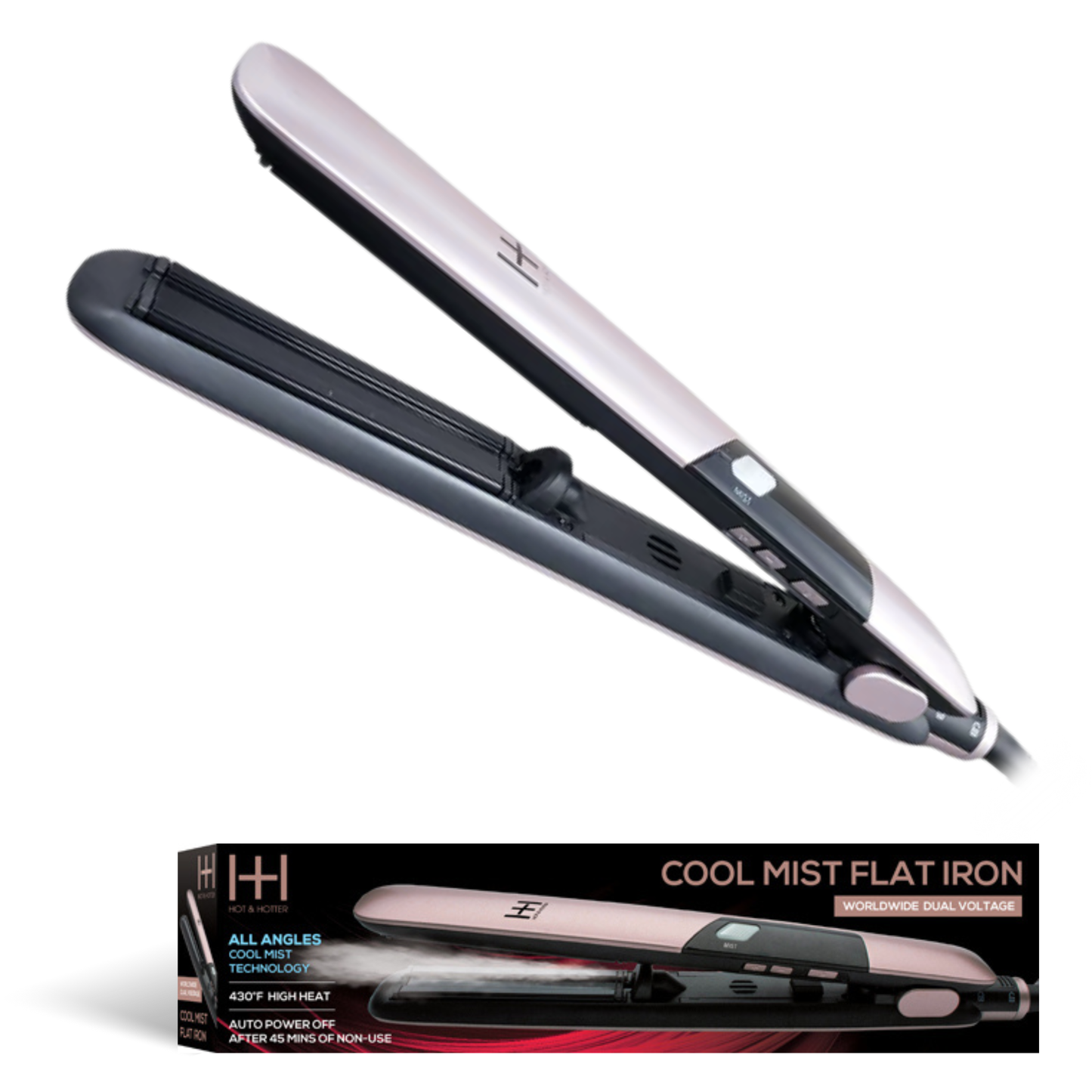 Hot & Hotter Cool Mist Flat Iron 1in, Rose Gold Annie International, Inc.