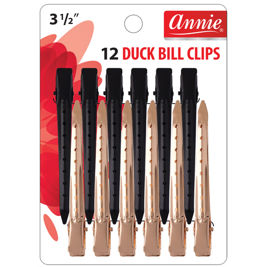 Annie Duck Bill Metal Hair Clips 3 1/2 Inch, 12 Count, Black & Gold Annie International, Inc.
