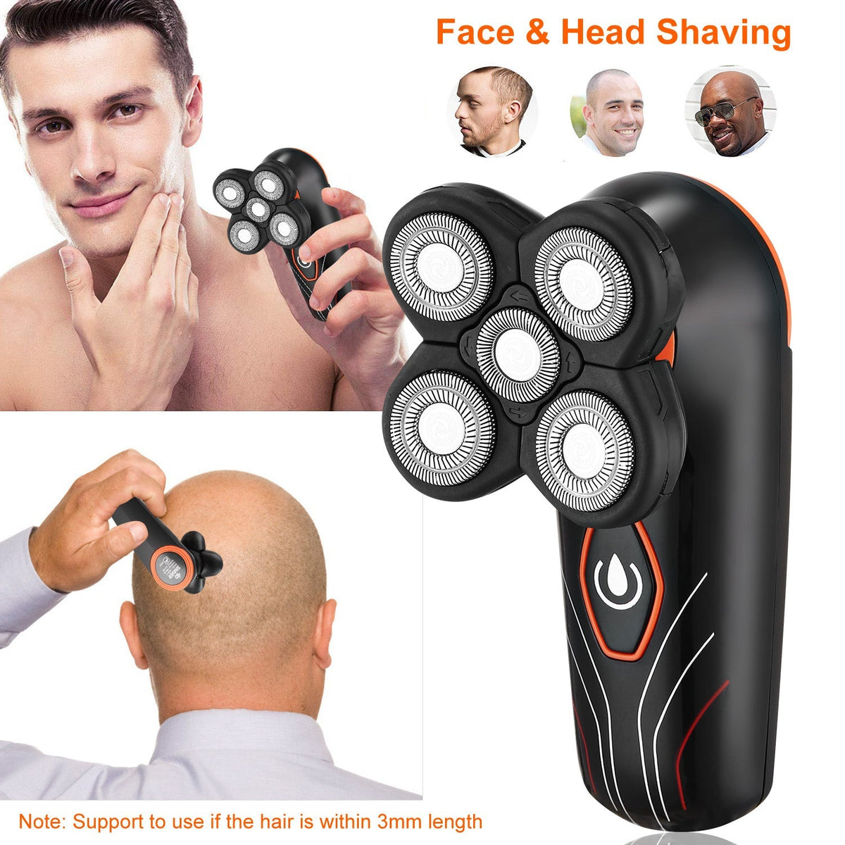 4D Electric Shavers Razor IPX7 Waterproof Wet & Dry 5 Floating Head Rotary Shavers Rechargeable Beard Trimmer Shaving Razor for Men GBruno Store