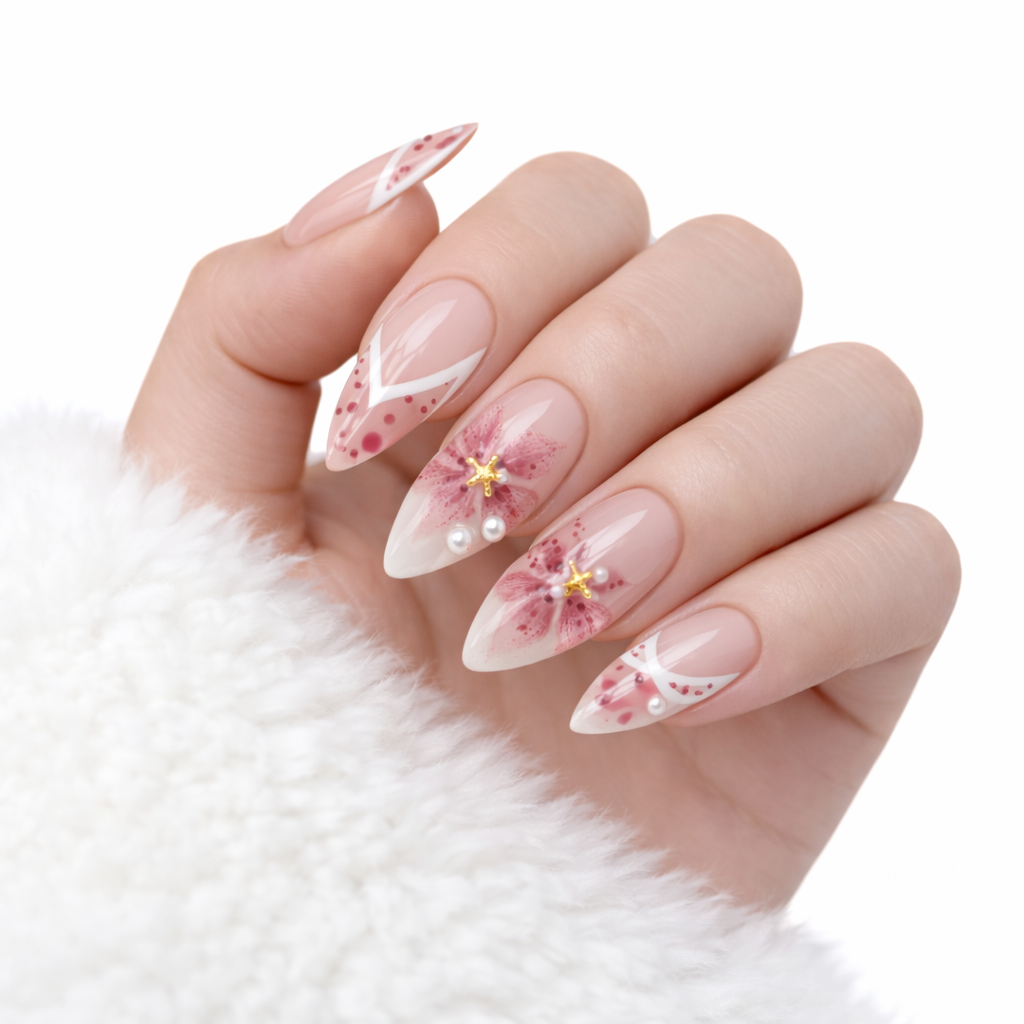 Salon-Style French Tip Press-On Nails - Coffin #038 VIAI BEAUTY