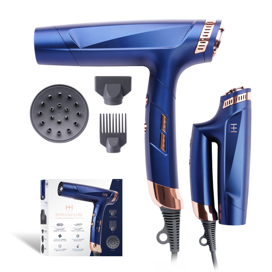 Hot & Hotter Powerflow Foldable Brushless Hair Dryer, 1 Count, Blue Annie International, Inc.