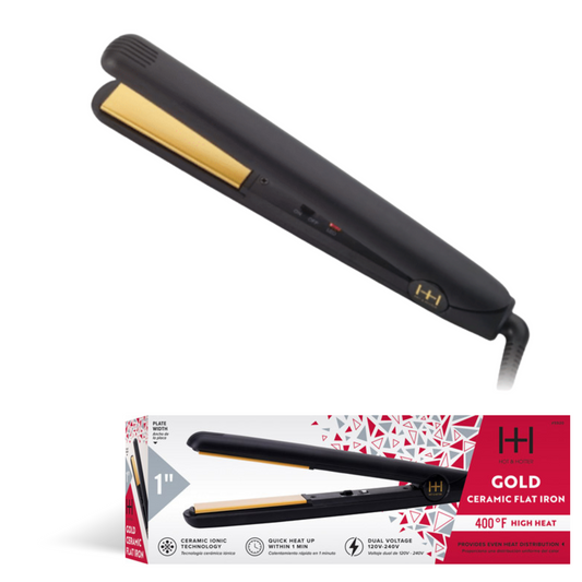 Hot & Hotter Gold Ceramic On/Off Flat Iron 1 Inch, 1 Count, Black Annie International, Inc.