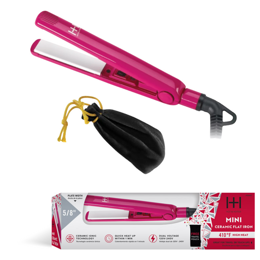Hot & Hotter Pink Ceramic Flat Iron Mini 5/8in, 1 Count Travel Hair Straightener, Pink Annie International, Inc.