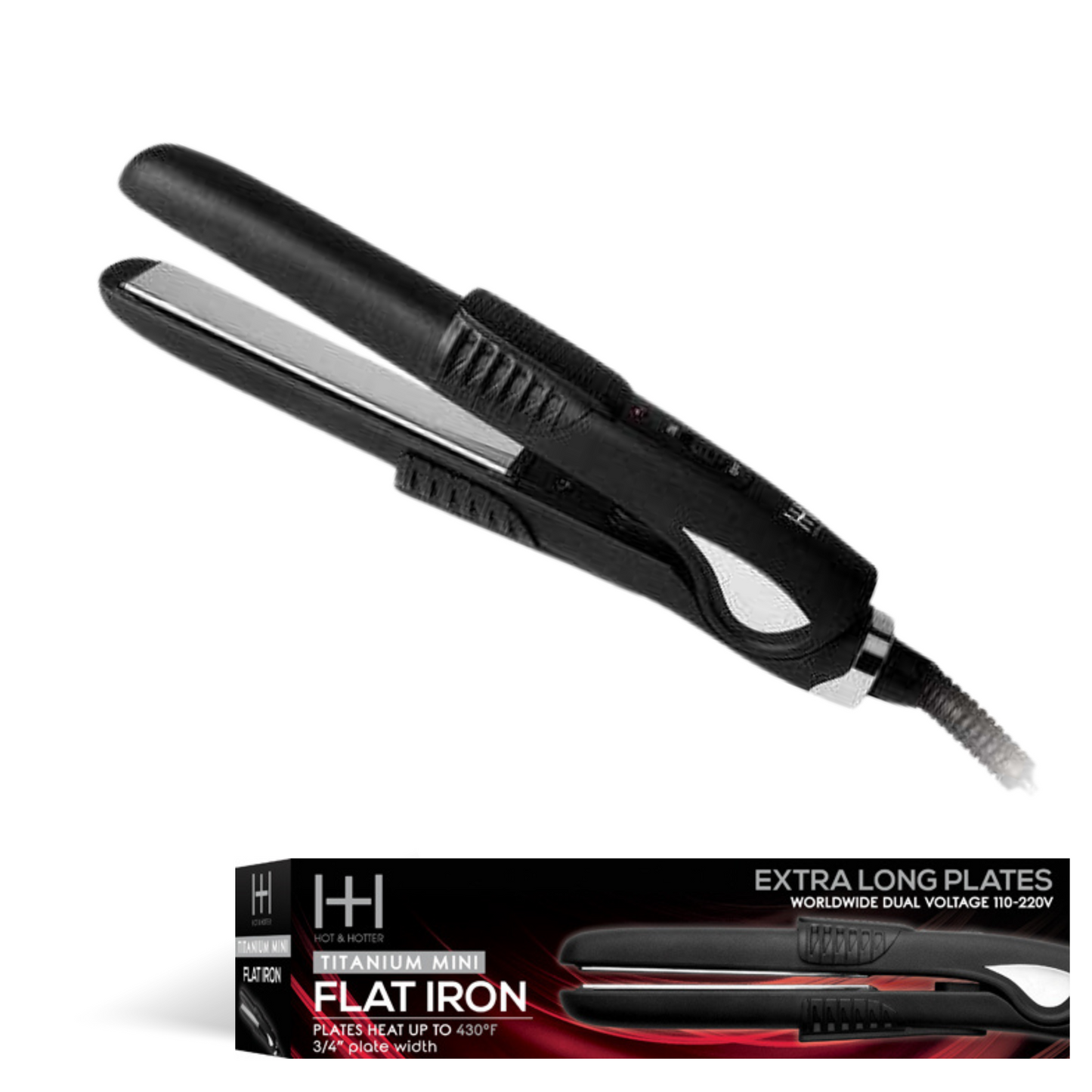 Hot & Hotter Titanium Plate Mini Flat Iron 3/4in, 1 Count Travel Hair Straightener, Black Annie International, Inc.