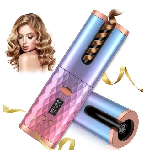 Rechargeable Automatic Hair Curler Women Portable Hair Curling Iron LCD Display Ceramic Curly Rotating Curling Wave Styer The Make-up Corner