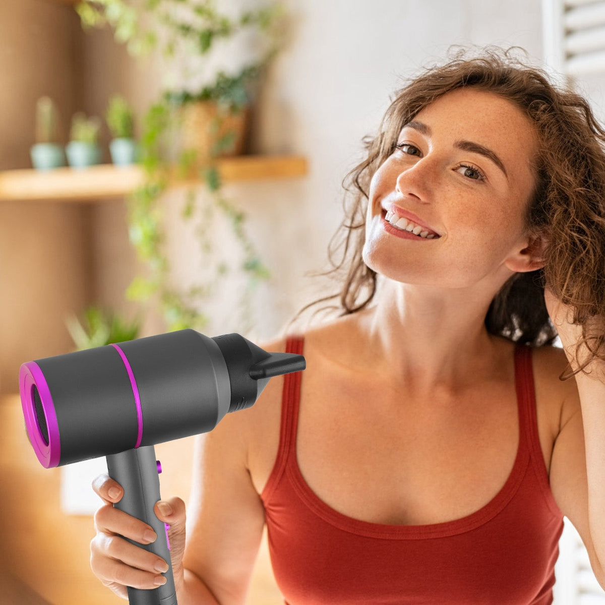 1800W Hair Dryer Portable Compact Hair Blow Dryer with Cool/Warm/Hot Wind with Diffuser Concentrator/Comb Nozzle ALCI Plug Overheat Protection for Wom Gamba Beauty