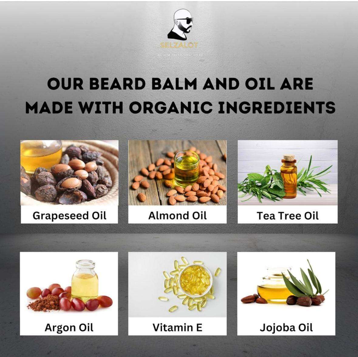 SELZALOT Beard Growth Kit Facial Hairs Men's Grooming Set 7 Pieces Beard Products with Oil, Serum, Balm, Shampoo, Comb, Brush and Hand Beard Care Kit for Men Men Self Care Selzalot
