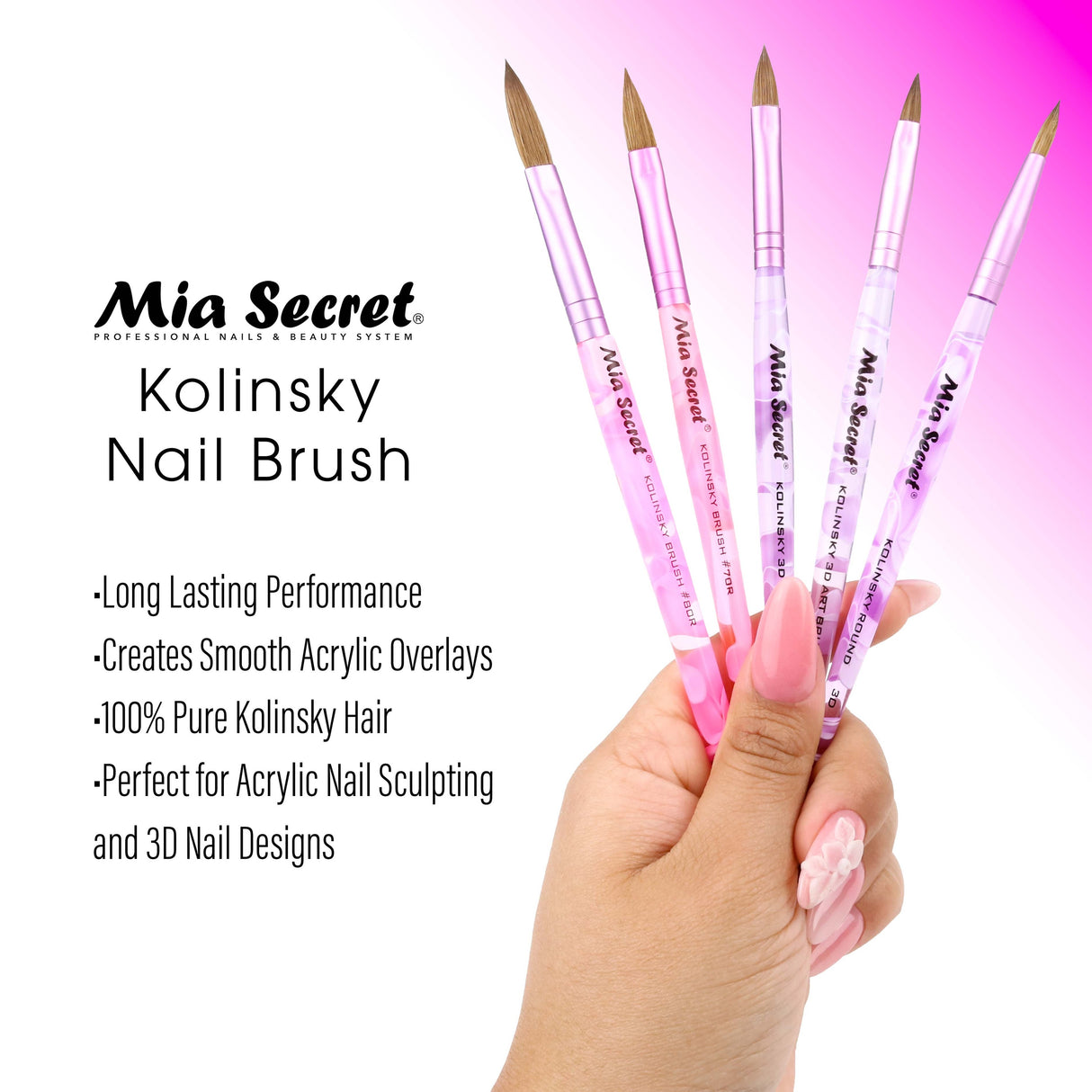 3D Kolinsky Nail Brush - #6 Lunali Nail Supply