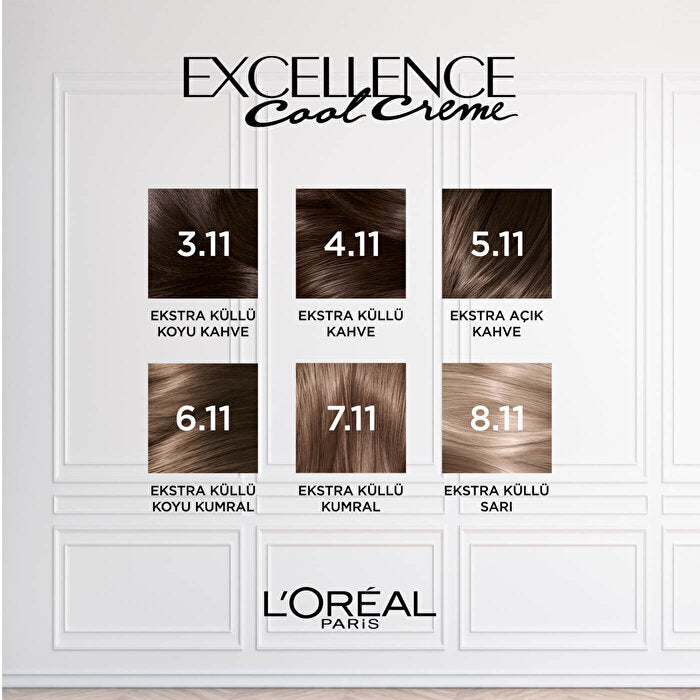 L'Oreal Paris Excellence Cool Creme Hair Color 7.11 - Extra Ash Brown | 100% Gray Coverage Beauty Care Bag