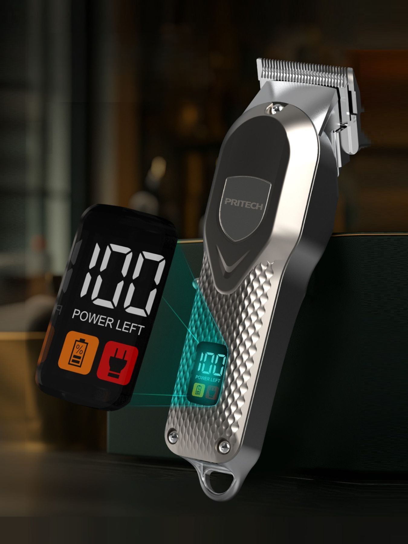 Cordless Hair Clipper with LED Display Unique Oils